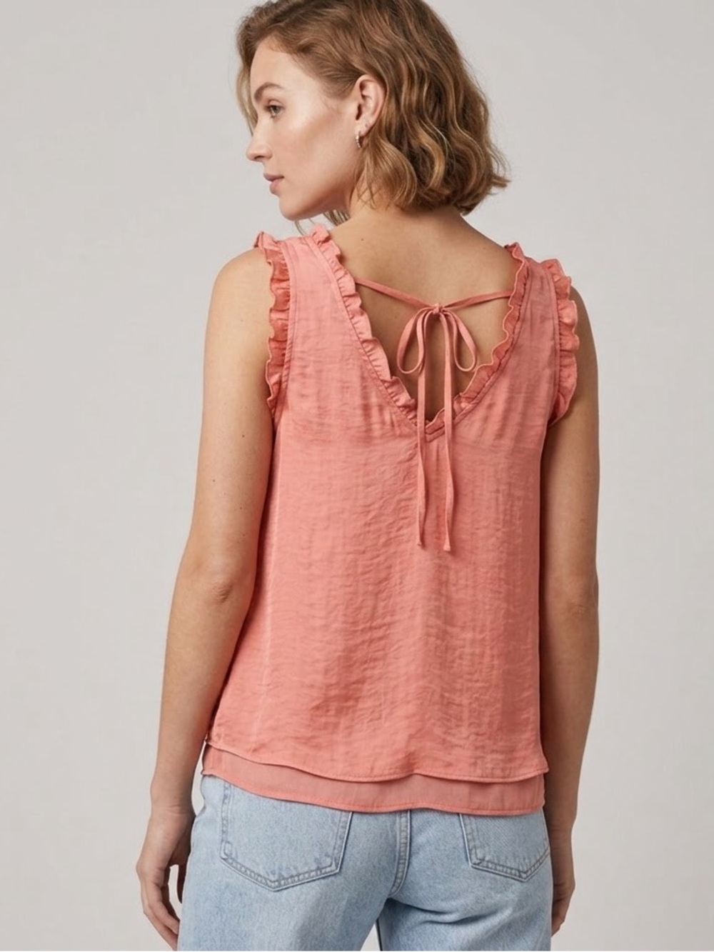LC Lauren Conrad Coral Ruffle Tie-Back Sleeveless Camisole, Women’s Size Small
